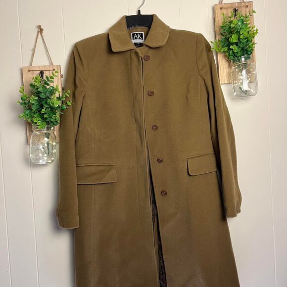 Anne Klein Trench Coat Jacket Women Size 4 Wool Cashmere Blend Tan - Picture 1 of 8
